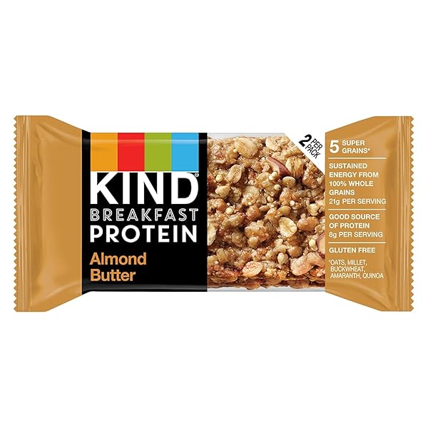 KIND BREAKFAST PROTEIN BARS, ALMOND BUTTER, GLUTEN FREE, LOW SODIUM, HEALTHY SNACKS, 8G PROTEIN, 6 COUNT (6 PACKS OF 2 BARS)