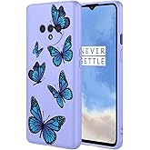 HTXWXJC Phone Case for OnePlus 7T Case, HD1901, HD1903, HD1900, HD1907, HD1905 1+7T Case Shockproof Flexible Bumper TPU Soft Case Butterfly Pattern Phone Cover for OnePlus 7T Purple Butterfly