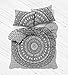 Exclusive Bohemian White Black Mandala Duvet Cover By Madhu International, Bohemian Mandala Quilt Cover, Boho Bedding Cover
