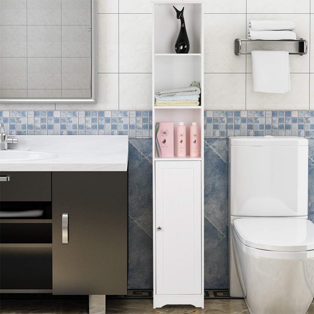 Goujxcy Narrow Bathroom Floor Storage Freestanding