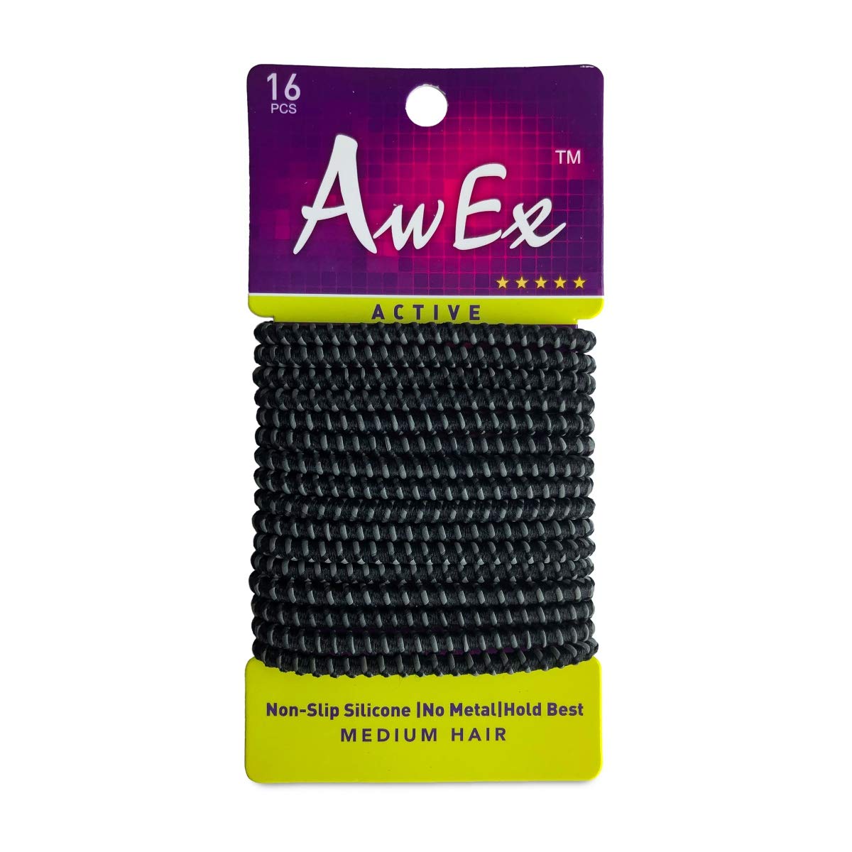 AwEx No Slip Color Hair Ties, Strong Hair Elastics, Active