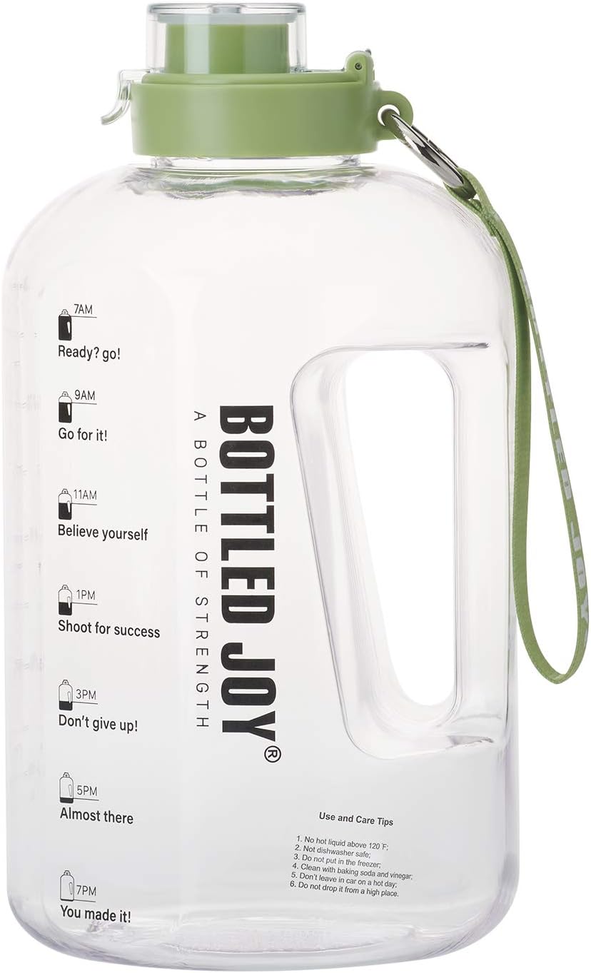 BOTTLED JOY 2.2L Water Bottle, BPA Free 75oz Large Water Bottle Hydration with Motivational Time Marker Reminder Leak-Proof Drinking Big Water Jug for Camping Sports Workouts and Outdoor Activity : Sports & Outdoors