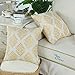 CaliTime Pack of 2 Soft Jacquard Throw Pillow Covers Cases for Couch Sofa Home Decoration Vintage Diamond Shape Damask Floral 18 X 18 Inches Gold