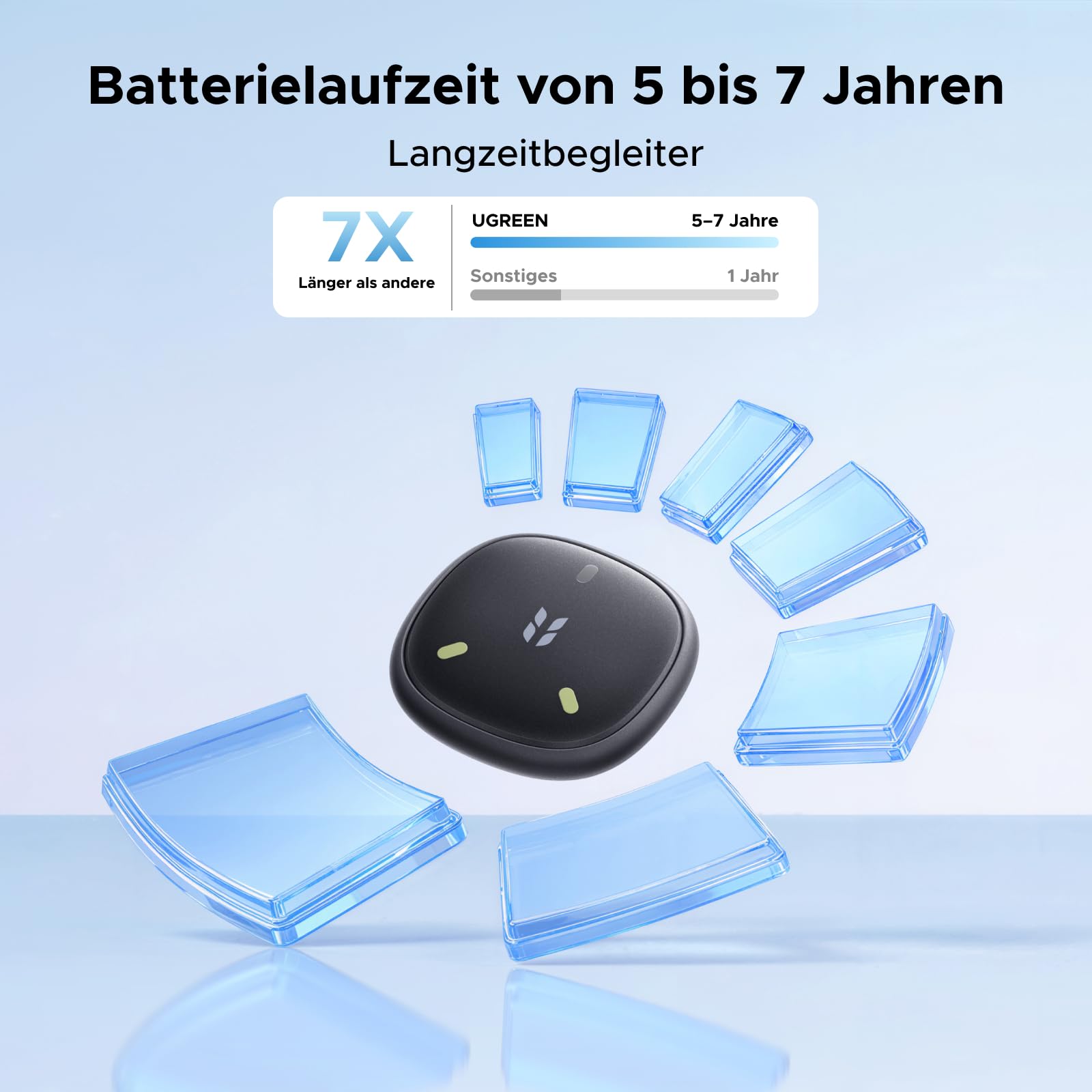 UGREEN FineTrack Mini 2 kompatibel mit Apple Find My (nur iOS), Schlüsselfinder mit 110dB Signalton, Leuchtendes Design, IP68, Tracker für Koffer, Keys, Rucksack (4 Pack) 5