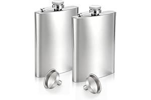 2 Pack Flask, Portable Flasque Alcool, 8 oz Stainless Steel Flasks with Funnel for Alcohol, Leak Proof Drinking Ballon for Me