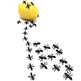 Bhbuy 100pcs Mini Fake Ants Toy Plastic Ants Toy Figure Prank Joke Toys Halloween Christmas Party (0.6inch)