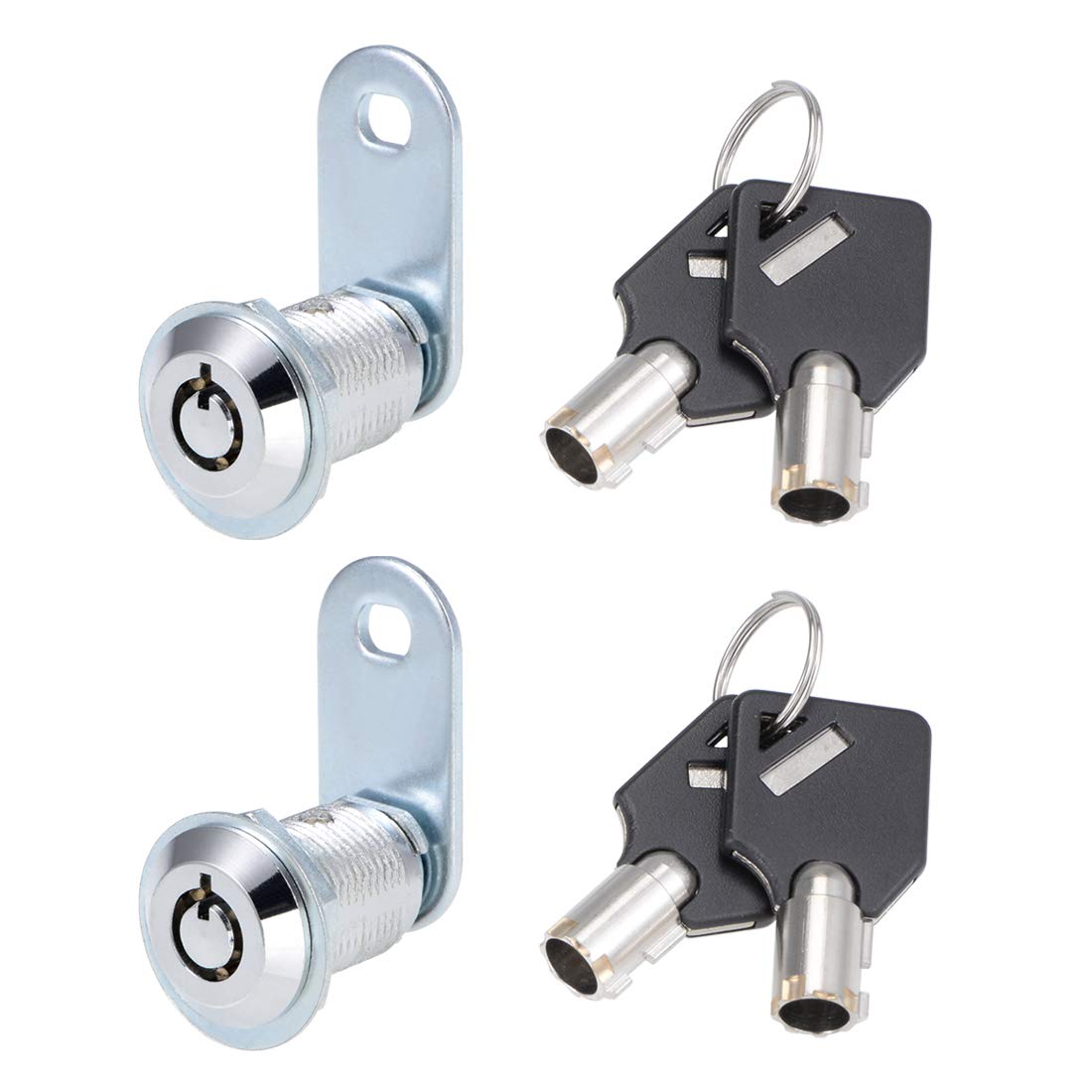 sourcing map Tubular Cam Lock 25mm Cylinder Length Chrome Finish Keyed Alike 2Pcs
