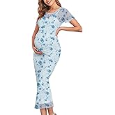 CYCLAMEN 2024 Maternity Mesh Dress Ruched Side Round Neck Pregnancy Dresses Baby Shower Wedding Guest Cocktail Party