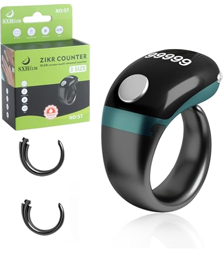 Al salama Smart Tasbih Zikr Ring Azan digitale islamitische wekker, 20 mm, Tasbih Smart Ring (groen