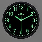 Lafocuse 12 Inch Glow in The Dark Wall Clock Black Silent Non Ticking, Modern Night Light Luminous Wall Clocks Battery Operat