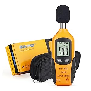 RISEPRO Decibel Meter, Digital Sound Level Meter 30 – 130 dB Audio Noise Measure Device Dual Ranges HT-80A
