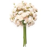 Floroom Ranunculus Artificial Flowers 18 Pcs Champagne Faux Silk Mini Ranunculus Bulk Fake Wedding Filler Flowers for DIY Cream Bouquets, Centerpieces, Bridal Shower Decorations & Arrangements