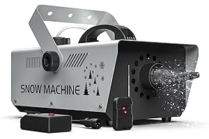 QUEENFAVOR 1000W Snow Machine Remote & Manual Control Snowflake Making Adjustable Snowflake Size Snowmaker Perfect for Christmas,Weddings and Theatrical Effects (Grey, 1)