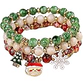 Blazing Autumn Christmas Stretch Beads Bracelets for Women Multilayered Stackable Bracelet Set With Charms