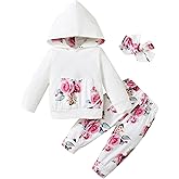 Yvowming Newborn Baby Girl Clothes Outfits Infant Hoodie Sweatshirt Pants Headband Toddler Girl Clothing Set