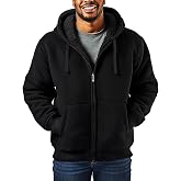 Butygity Sherpa Fleece Lined Hoodies for Men Full Zip Up Sweatshirt Jackets | Heavyweight, Zipper Front, Thick Exceptional Warm Winter Coat, Adjustable Drawstring Hood, Softness, Ribbed Cuffs and Hemline