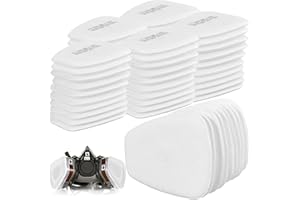 FABURO 50 Pcs Respirator Mask Filters, 5N11CN Mask Filter Cotton for Dust Masks 6000 6001 6200 6800 7501 7502 FF402, Paint Masks Respirator, Particulate Filter Set, Dust Filter for Painting, Fine Dust