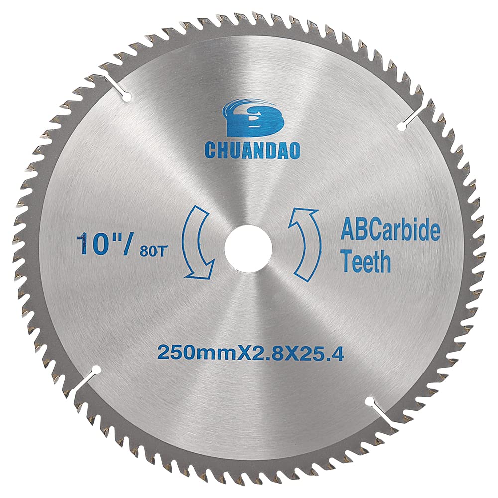 SI FANG 10 inch TCT Circular Wood Mitre Saw Blade, 250mm x 2.8mm x 25.4mm Bore x 80T Carbide Tipped Table Saw Blades Cutting Disc for Softwood, Hardwood, Chipboard, MDF, Plastic, Plywood, Bamboo