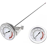 Lightbeam 16" Long Stem Deep Fry Thermometer with Clip, Instant Read 2" Dial Oil Thermometer Meat Thermometer for Deep Frying