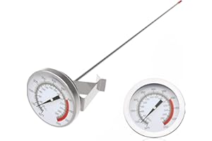 Lightbeam 16" Long Stem Deep Fry Thermometer with Clip, Instant Read 2" Dial Oil Thermometer Meat Thermometer for Deep Frying