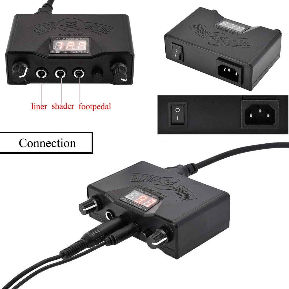 ATOMUS Digital Dual Tattoo Power Supply and Pedal Kit Tattoo Machine Gun Power Supply with 2 Clip Cords Kit Tattoo Accessories - Image 4