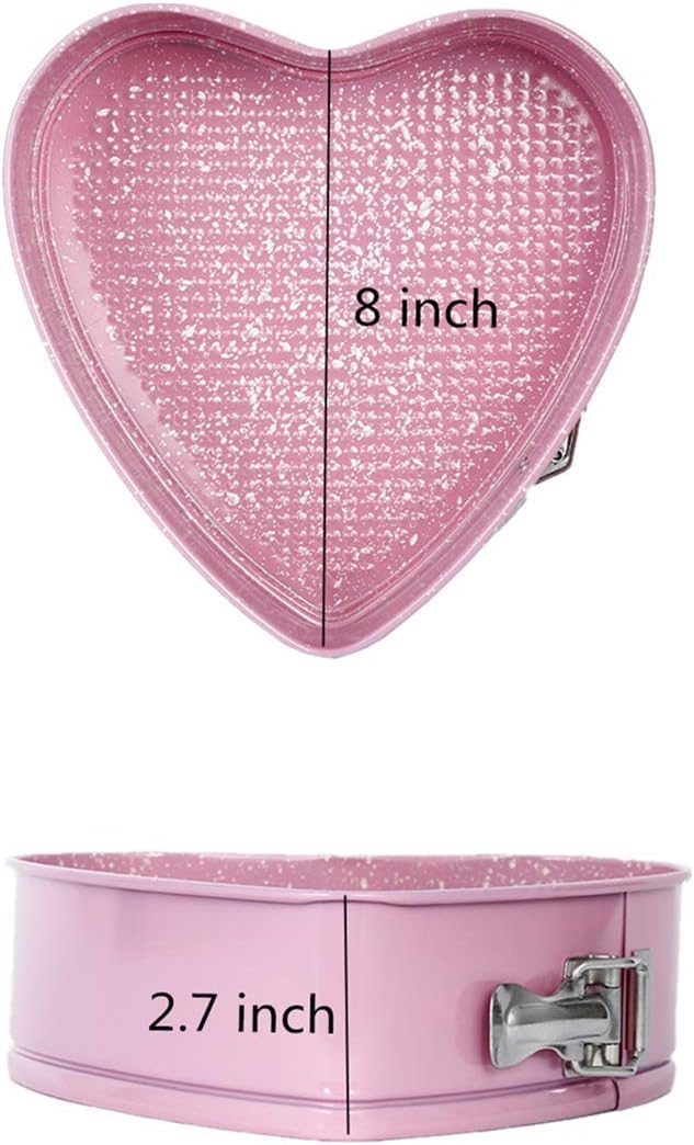 8.5" Pink Heart Springform Cake Pan Cheesecake Pan Nonstick Bakeware Pan, Heart Shaped Baking Pan with Removable Bottom, Cake Mold for Baker: Kitchen & Dining