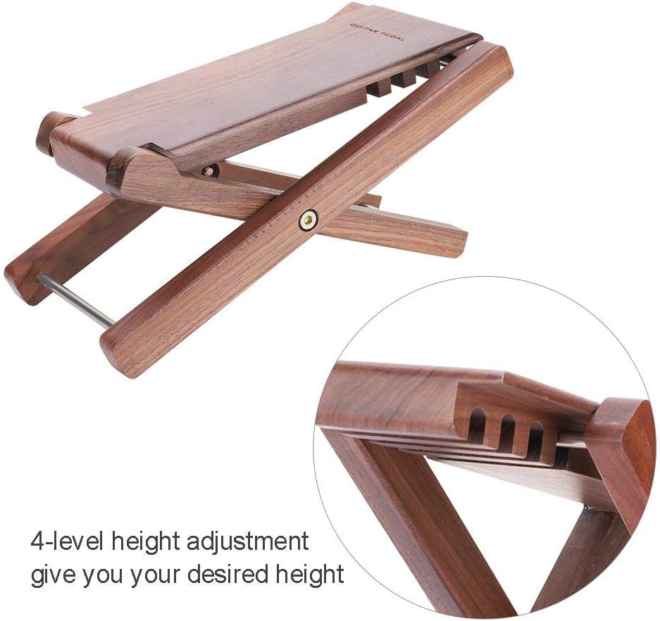 Dilwe Wooden Guitar Foot Stool, Folding Adjustable Guitar Foot Rest