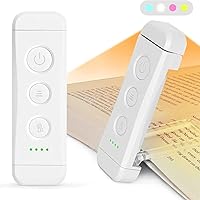 Glocusent Book Light for Reading in Bed, Portable Clip-on LED Reading Light, 3 Amber Colors & 5 Brightness Dimmable, USB Rech