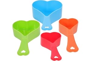 NIYANGLE 4pcs Food-Grade Plastic Heart Measuring Spoons Set for Baking and Cooking, Colored Random Color