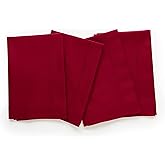Solino Home Red Napkins Set of 4 - Cotton Linen Hemstitch Dinner Napkins Cloth 20 x 20 Inch for Winter, Mothers Day - Handcrafted and Machine Washable