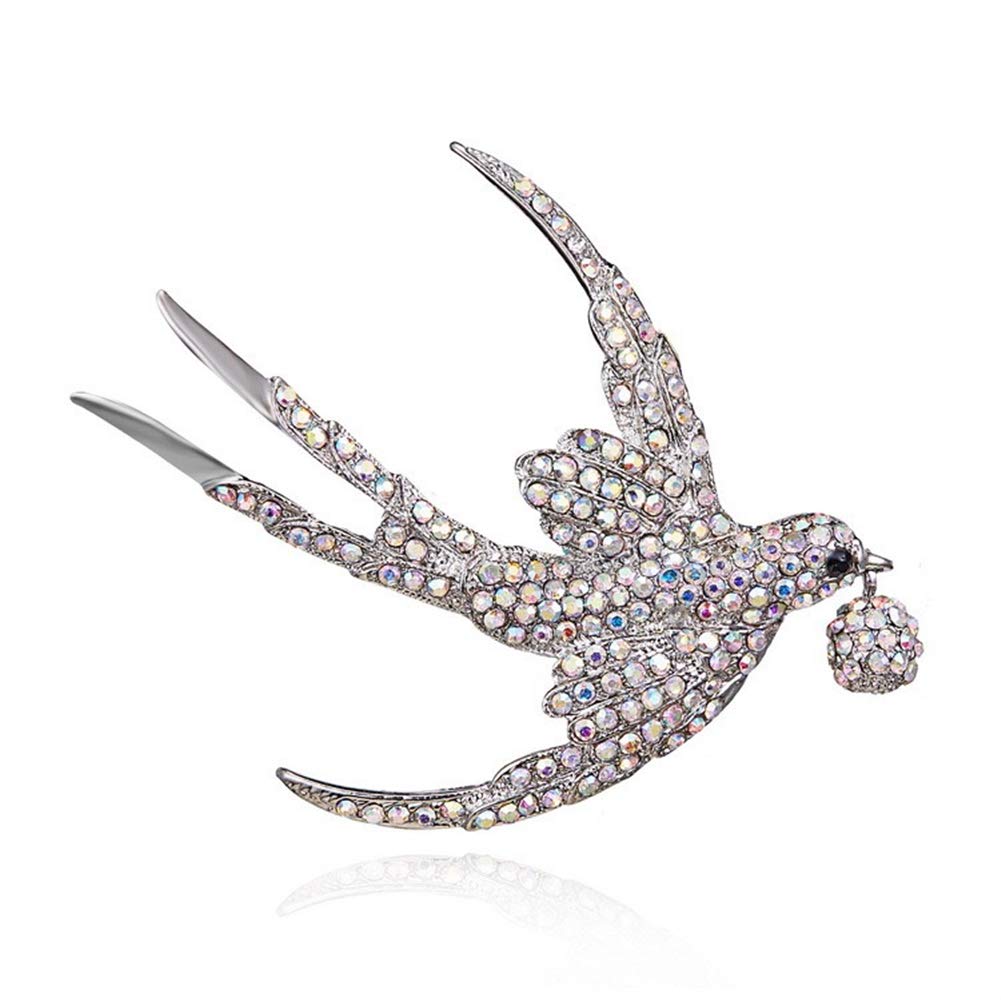 AILUOR Women's Elegant Rhinestone Animal Bird Collection Custom Accessories Wedding Brooches Lapel Pin Jewelry White Adjustable