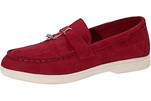 CHLPEYUVCH Women's Fashion Casual Shoes Flat Bottom Non Slip Round Toe Slip on Solid Style Suede Breathable