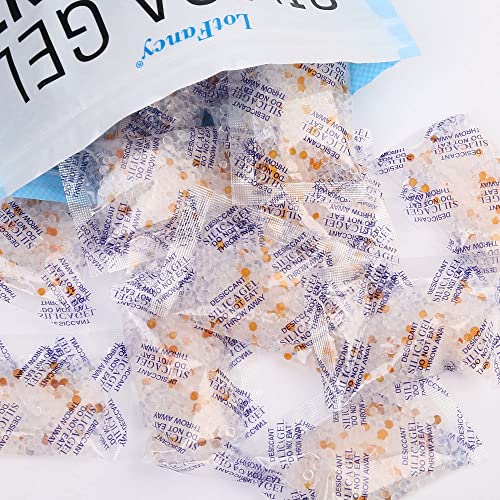 LotFancy 10 Gram 40 Packs Indicating Silica Gel Packets, Food Safe Desiccant Packs, Moisture Absorber Dehumidifier, Orange to Dark Green