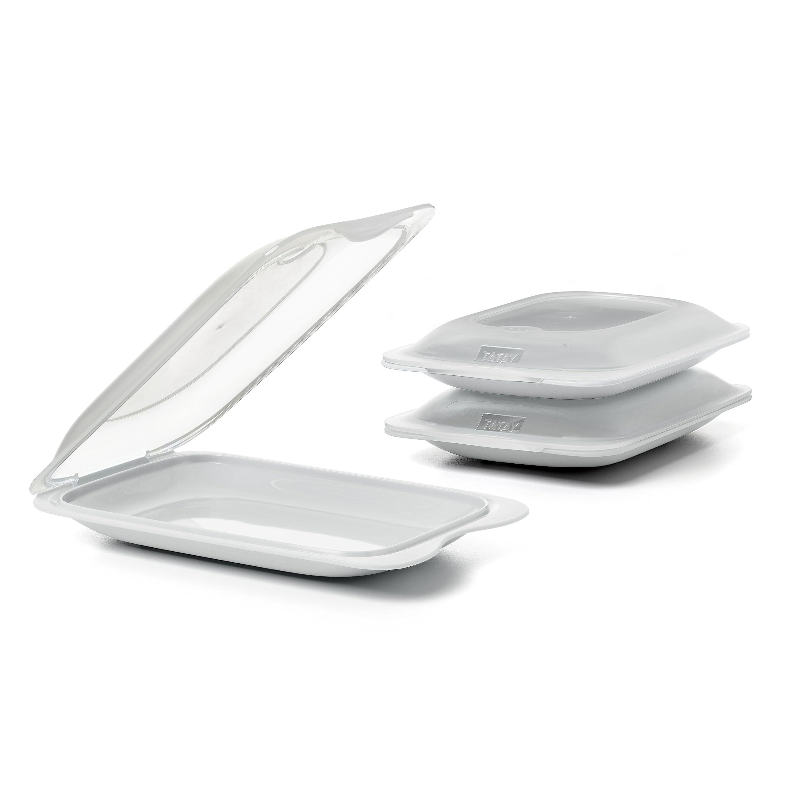 TATAY Cold Meat Containers for Fridge | Set of 3 Mini | Fridge Storage | Removable Lid, Stackable | Microwave, Freezer and Dishwasher Safe | BPA-Free, 12 x 3.1 x 18 cm, Colour White