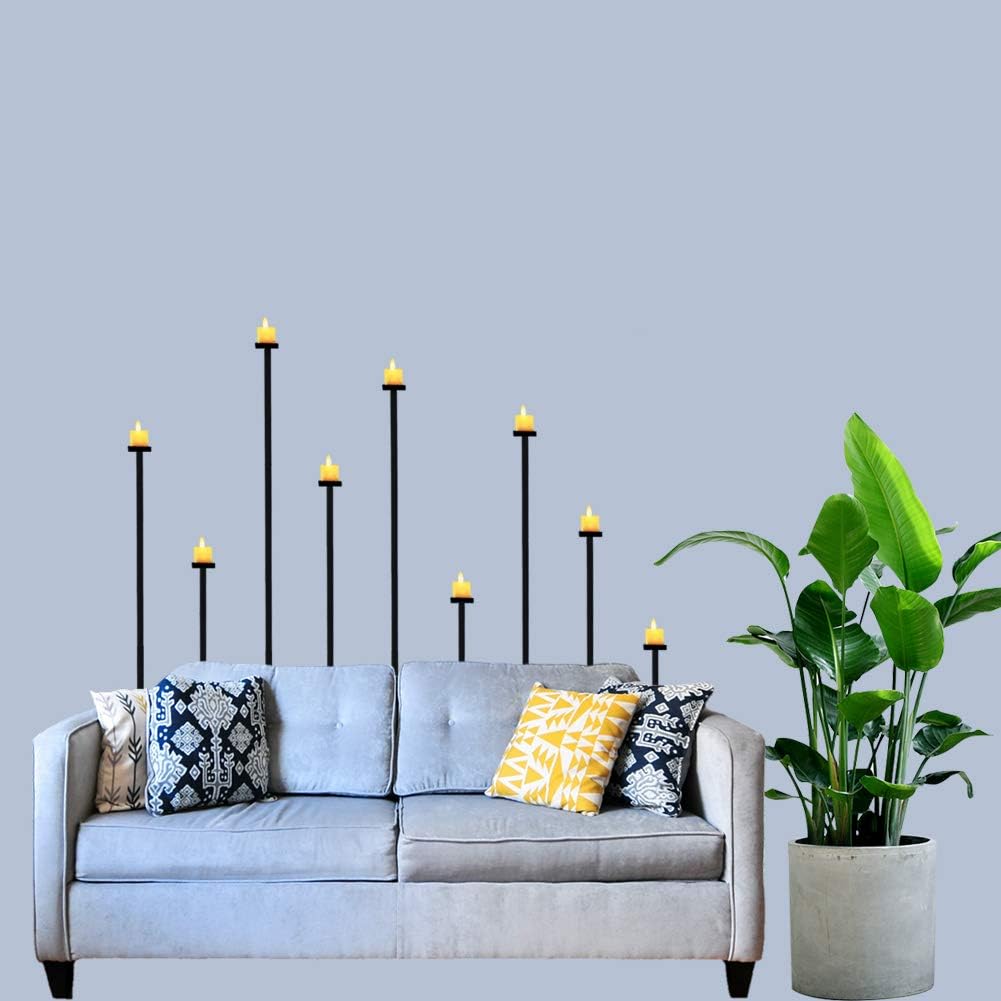 smtyle DIY 9 Candelabra Floor 42 inch Tall Candle Holders Centerpiece for Wedding Decor Using Tealight Set Large with Black Iron: Kitchen & Dining