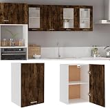 vidaXL Smoked Oak Hanging Cabinet Wall Mounted Kitchen Storage 39.5x31x60 cm view 2