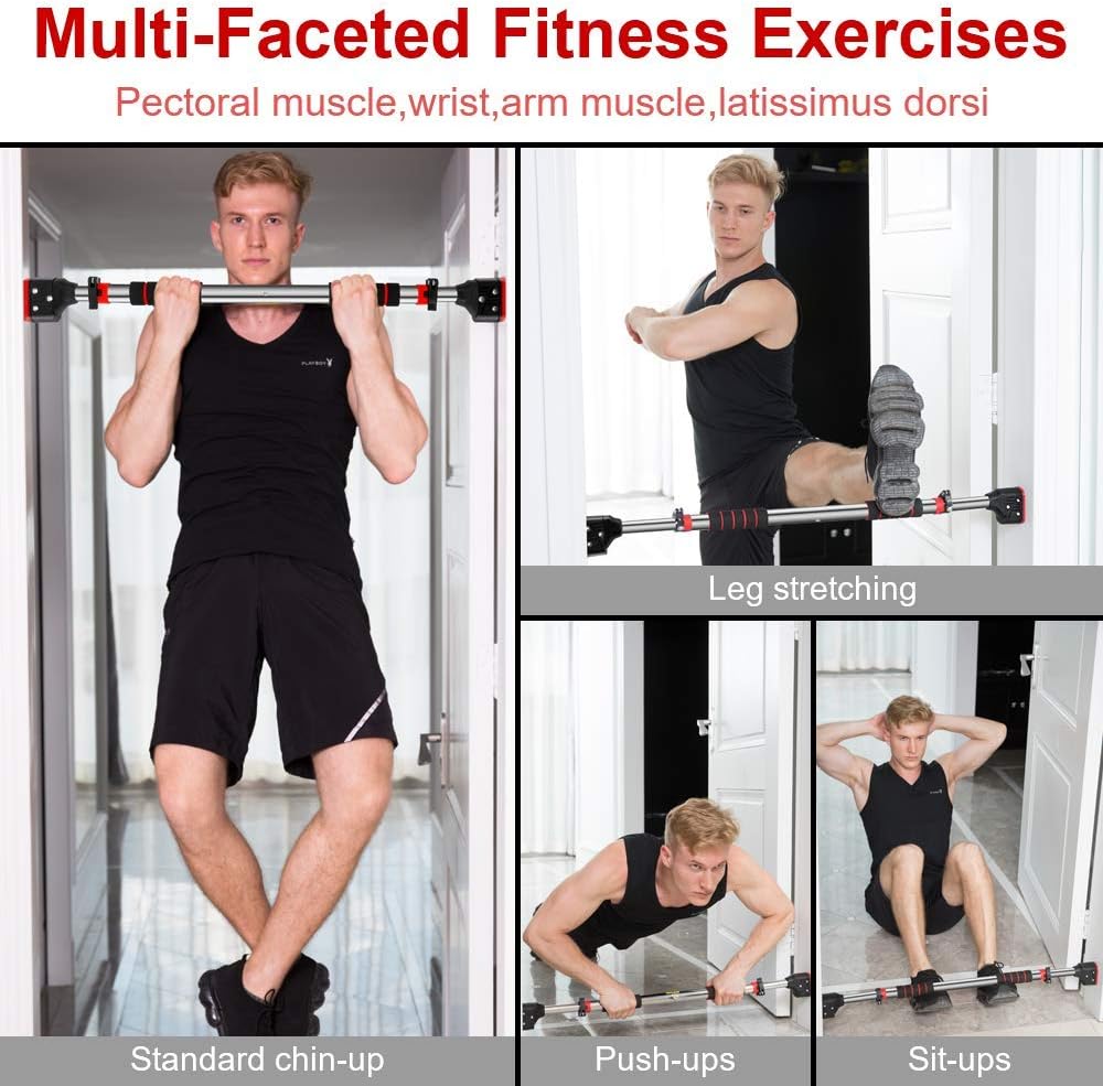 KUCATE Pull Up Bar for Doorway, Chin Up Bar No Screw with Locking Mechanism Doorway Pullup Bar Home Gym Exercise Equipment Strength Training Upper Body Workout Bar(29.1"~37.4" Adjustable Width) : Sports & Outdoors