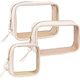 3Pcs Travel Clear Makeup Bag Set for Women, Transparent Toiletry Bag with Zipper Portable Makeup Pouch Organizer Waterproof Small Cosmetic Bag Compact Car Bag Organizer Car Accessories (White Set)