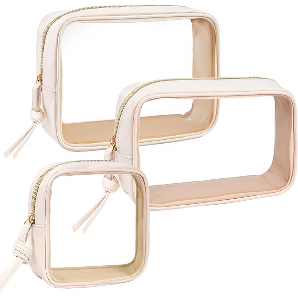PATIKIL Neceser De Maquillaje, Bolsa De Maquillaje Transparente De PVC, Bolsa De Cosméticos Con Cremallera Y Correa De Asa Para Viajes De Negocios, Rosa Rojo