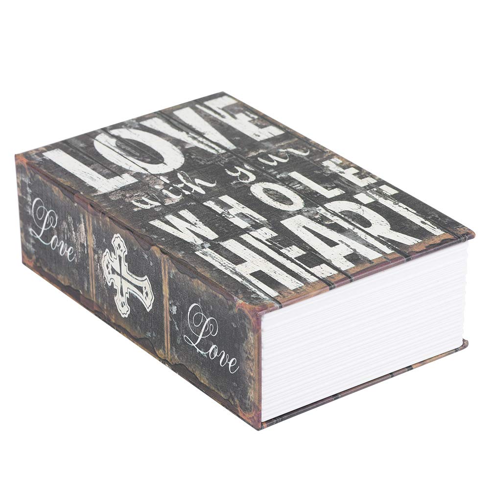 Diversion Book Safe, Portable Faux Book Safe Box Secret Hidden Metal Lock Box Storage Case Creative Money Jewelry Collection Box with Combination Lock for Home and Office(Love)