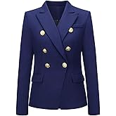 chouyatou Women's Vintage Double Breasted Slim Fit Dress Suit Blazer Jacket