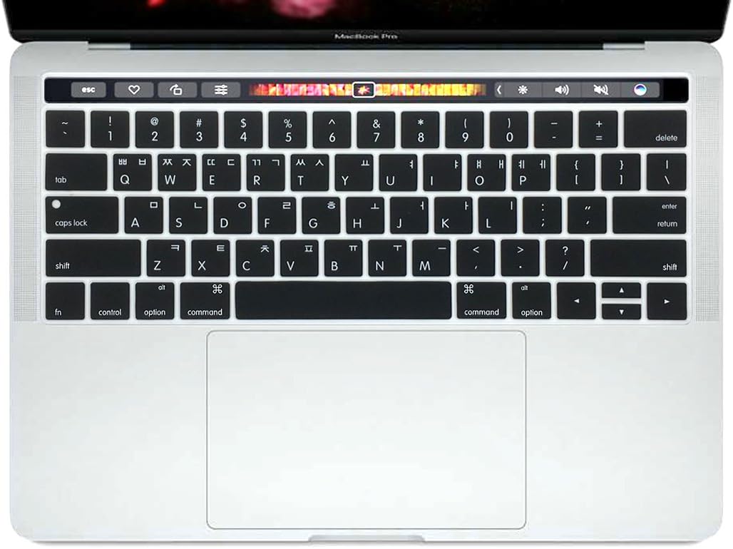 HRH Black Korean Language Touch Bar Keyboard Skin Silicone Cover for Newest MacBook Pro with Touch Bar 13 Inch and 15 Inch (A2159/A1989/A1706,A1990/A1707) 2019 2018 2016 2017 Release USA Layout