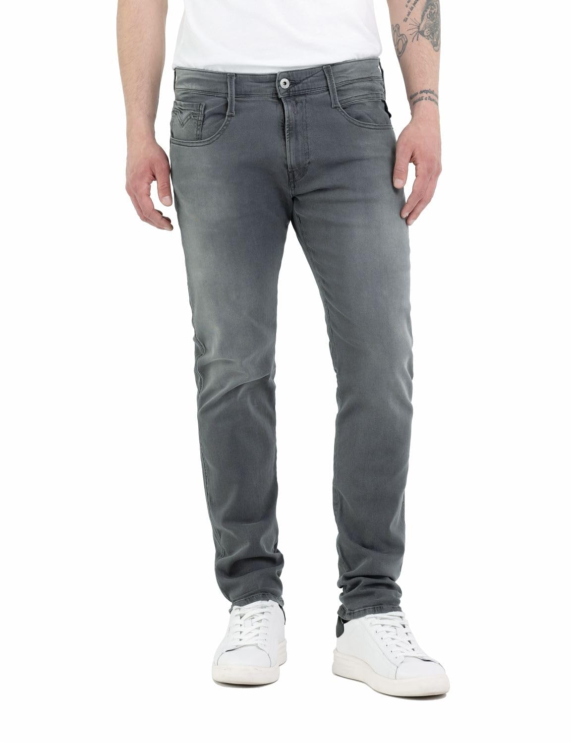 Replay Herren Jeans Anbass Slim-Fit mit Comfort Stretch, Dark Grey 096 (Grau), 30W / 32L