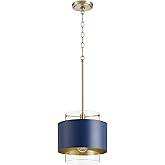 Quorum 8012-3280 Contemporary Modern One Light Pendant in Brass - Antique Finish,