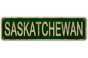 LINStore Saskatchewan Sign, Canadian Province Name Vintage Metal Tin Sign, Wall Decor for Office/Home/Classroom - Best Decor 