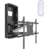 Mount-It! Motorized Fireplace TV Wall Mount, Electric TV Mount with Height Adjustable Drop Down Arms for Mantel Installation, Fits 65, 70, 75, 80 Inch Screens