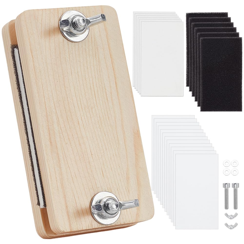 BENECREAT 5x10cm Rectangle Miniature Flower Press with Bloting Paper for Adults, Wooden Preservation Kit for Crafters and Dried Leaf Making