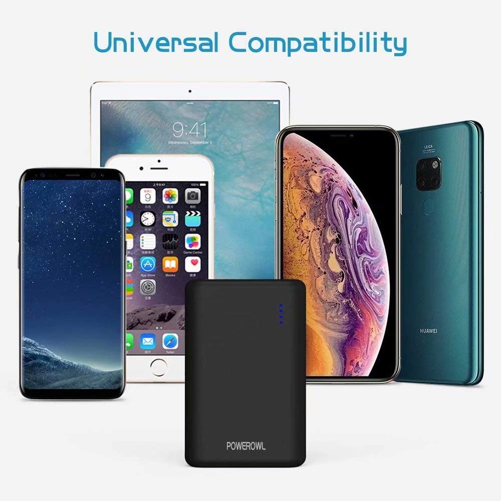 POWEROWL Power Banks 10000mAh High Capacity Portable Phone Charger External Battery Charger Compatible with iPhone iPad Huawei Samsung Xiaomi and more（Black）