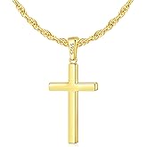 Eterjew 925 Sterling Silver Cross Necklace for Men, 18k Gold Plated Sterling Silver Cross Necklace with 2.5mm Top Craftsmanship Rope Chain for Men Boys Women, Sturdy Shiny Non Tarnish 16-26 Inch