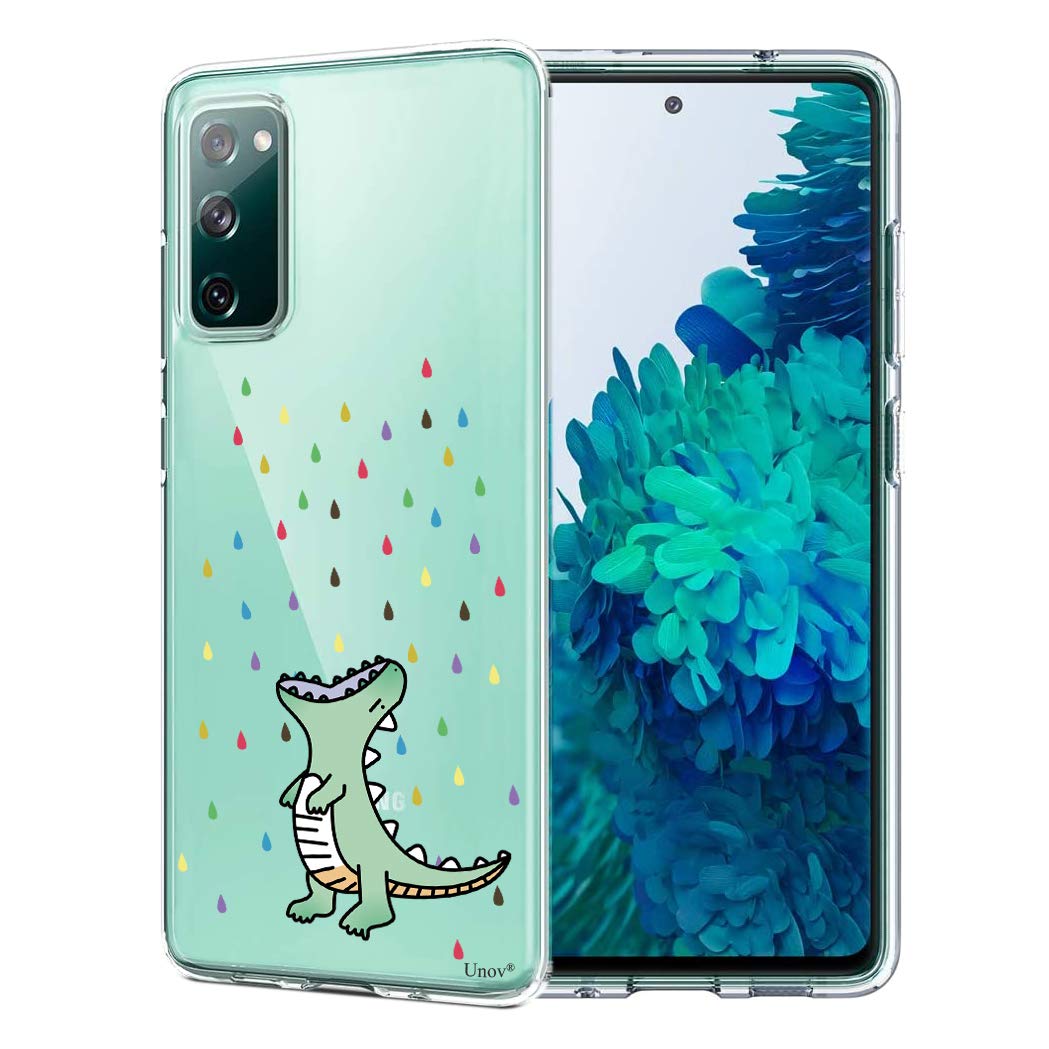 Unov Case Compatible with Galaxy S20 FE Case Clear with Pattern Slim Protective Soft TPU Bumper Embossed Design Shock Absorption 6.1 Inch Galaxy S20 FE 5G (Rainbow Dinosaur)